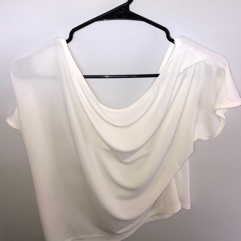 White asymmetrical cropped shirt